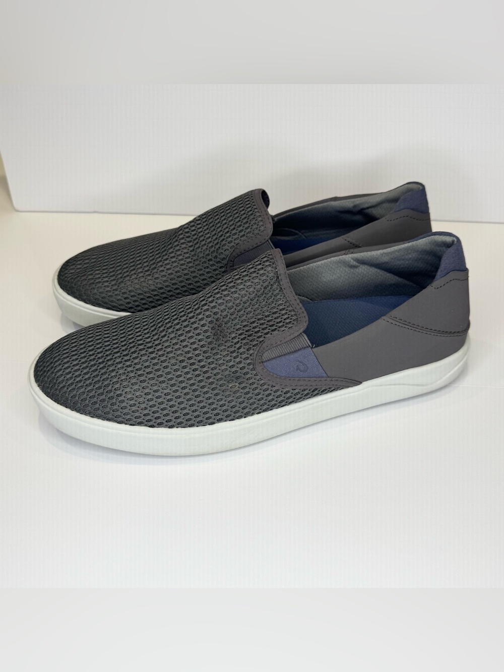 Olukai Lae'ahi Slip On Sneakers Men's 11.5 Grey Blue Drop In Heel Mesh